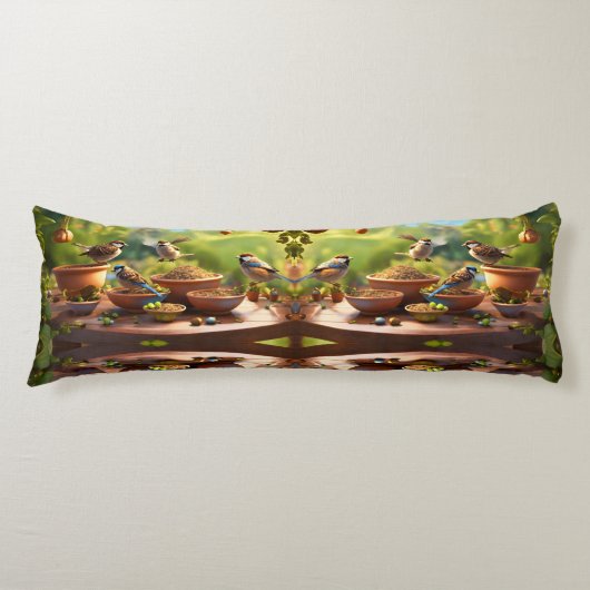 Vervederde Rust: Vogels Ontwerp Lichaamskussen (Voorkant)