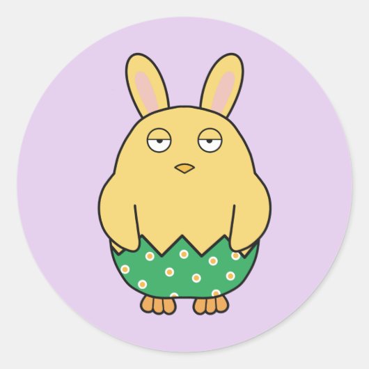 Verveelde Bunny Chick 02 Ronde Sticker (Voorkant)