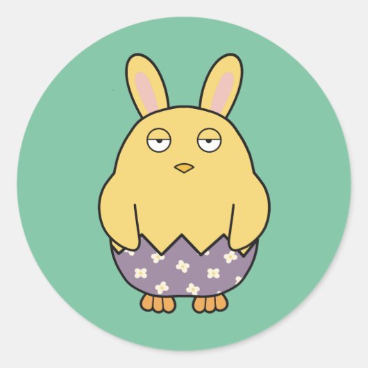 Verveelde Bunny Chick 03 Ronde Sticker (Voorkant)