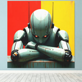 verveelde robot canvas afdruk