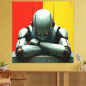 verveelde robot canvas afdruk (Insitu (Woonkamer))