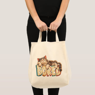 Vervelde kat grappige luie stemming humor tote bag