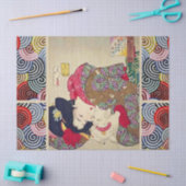 VERVELEND, JAPANSE VROUW MET WITTE KAT TISSUEPAPIER (Craft)