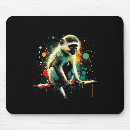 Vervet Monkey Minimalist And Vibrant Style Christm Muismat (Voorkant)