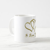 Vervlochten Gouden Hartjes ik Hou van Jou Koffiemok (Voorkant links)
