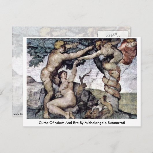 Vervloek van Adam en Eva door Michelangelo Buonarr Briefkaart (Voorkant / Achterkant)