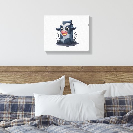 Vervloekte melk karton Koe Canvas Afdruk (Insitu (Slaapkamer))