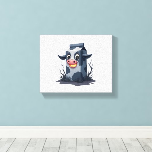 Vervloekte melk karton Koe Canvas Afdruk (Insitu (Houten vloer))
