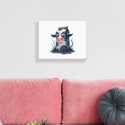 Vervloekte melk karton Koe Canvas Afdruk (Insitu (Woonkamer))