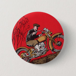 vervoer, Antiek motorfietsenbrein Ronde Button 5,7 Cm