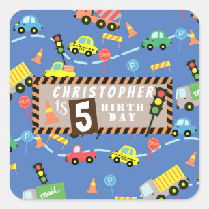 Vervoer Blauw Vierkante Sticker