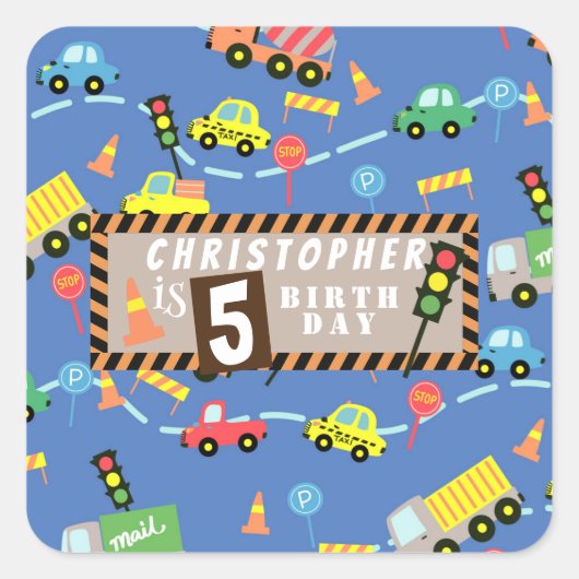 Vervoer Blauw Vierkante Sticker (Voorkant)