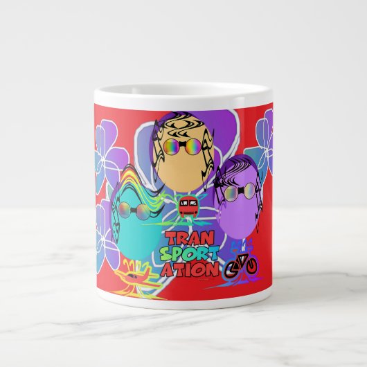 Vervoer Bloemen Grappige karakters Extra Grote Beker (Voorkant)