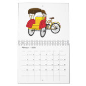 Vervoer cartoon illustratie kalender (Feb 2026)