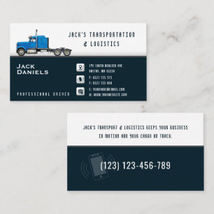 Vervoer en logistiek   Blauwe vrachtwagen Visitekaartje