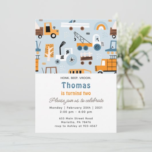 Vervoer Hand getrokken auto's Verjaardag Kaart (Staand voorkant)