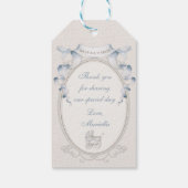  vervoer Ivory Gingham Blue Birds Cadeaulabel (Achterkant)