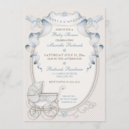  vervoer Ivory Gingham Blue Birds Kaart