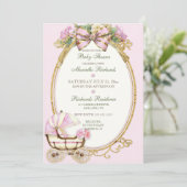  vervoer Ivory Pink Gold Rozen Gingham Kaart (Staand voorkant)