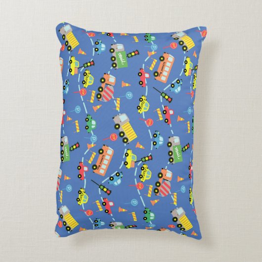 Vervoer Jongens Blauw Accent Kussen (Achterkant (Verticaal))