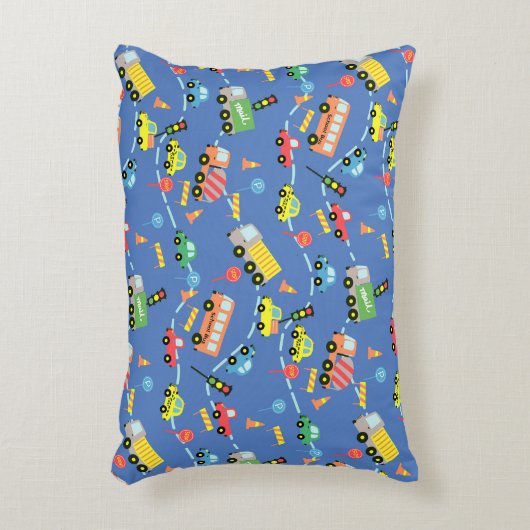 Vervoer Jongens Blauw Accent Kussen (Voorkant(Verticaal))