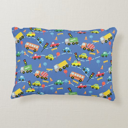 Vervoer Jongens Blauw Accent Kussen (Achterkant)