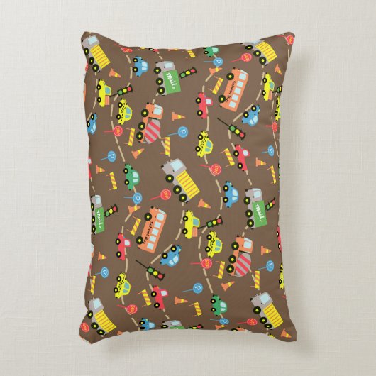 Vervoer Jongens Bruin Accent Kussen (Voorkant(Verticaal))