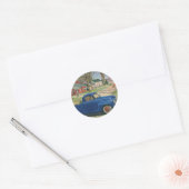 vervoer, Klassieke Blue Truck Ronde Sticker (Envelop)