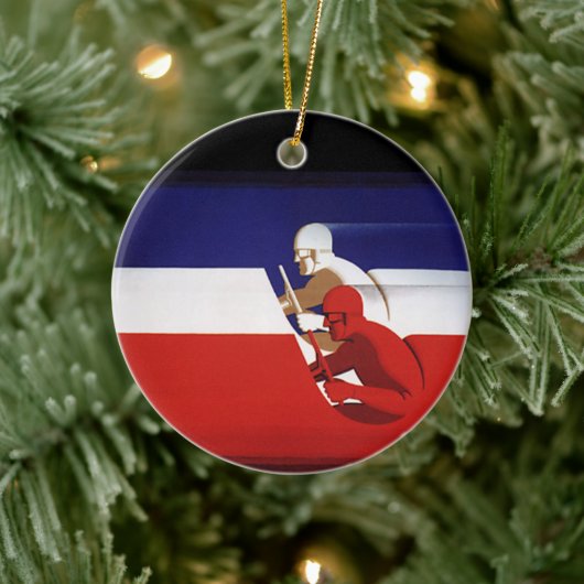 vervoer, patriottische racewagens keramisch ornament (Boom)