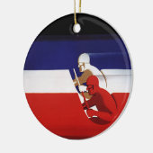 vervoer, patriottische racewagens keramisch ornament (Links)