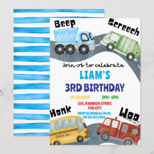 Vervoer piep Screech Woo Boy Blue Verjaardag Kaart