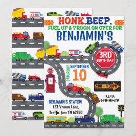 Vervoer Thema Verjaardagsfeestuitnodiging Kaart