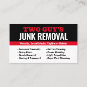 Vervoer van afval en afval visitekaartje (Voorkant)