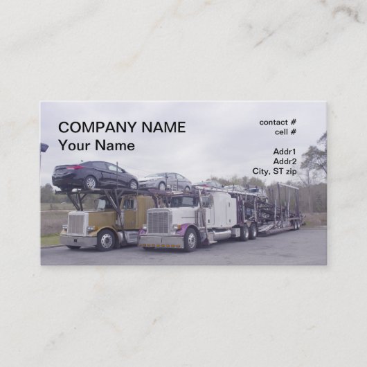 vervoer van auto's visitekaartje (Voorkant)