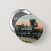  vervoer, Westerne Antiek steenkooltrein Ronde Button 5,7 Cm (Voorkant /achterkant)