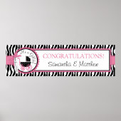 Vervoer, Zebra Print, hot-roze Baby shower banner Poster (Voorkant)