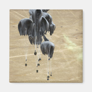 Vervoersysteem voor containers bundels parachute magneet