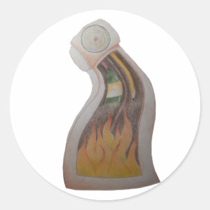 Vervormde klok in brand ronde sticker
