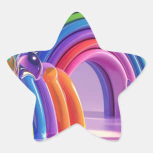 Vervormde Regenbogen Ster Sticker