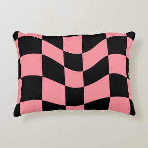 Vervormde schaakbord-werpkussen - Trippy Retro Accent Kussen