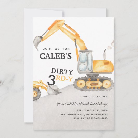 Vervuilde 3RD-Y Bouw Verjaardagsuitnodiging Kaart (Voorkant)