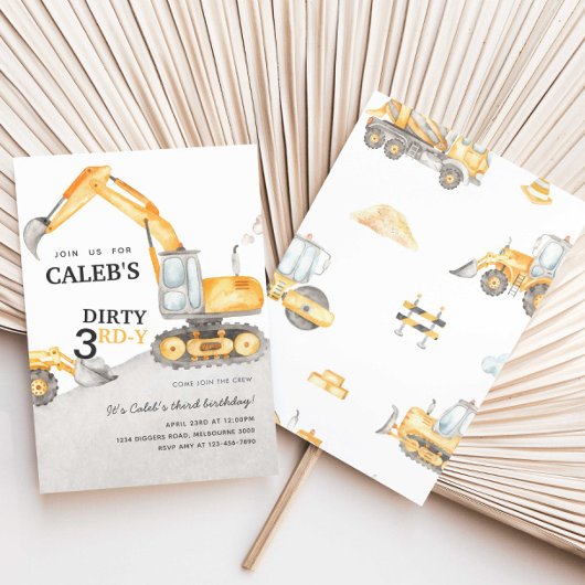Vervuilde 3RD-Y Bouw Verjaardagsuitnodiging Kaart