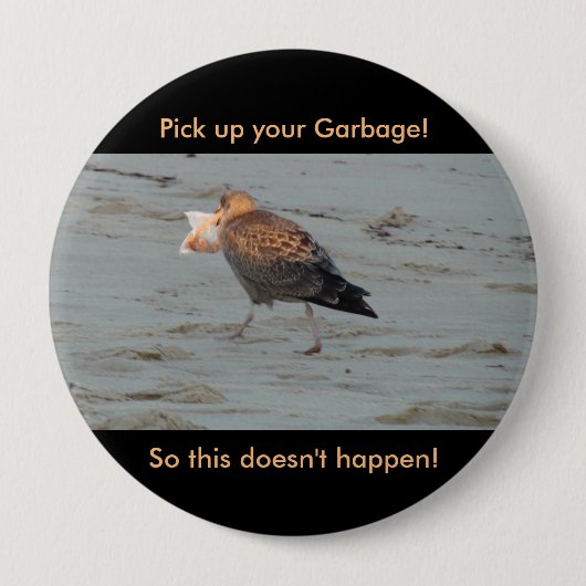 Vervuiling niet op de Button van stranden (Voorkant)