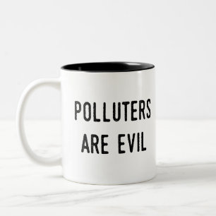 Vervuisten zijn kwaad: Wereldwijde opwarming van d Tweekleurige Koffiemok