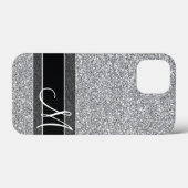 Vervul het Patroon van Glitter met Monogram Silver Case-Mate iPhone Case (Achterkant (horizontaal))