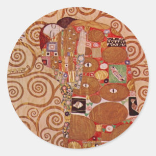 Vervulling door Gustav Klimt, Vintage Art Nouveau Ronde Sticker