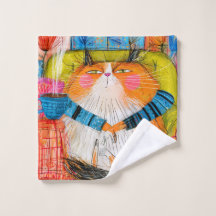 Verwaande oranje tabby kat drinkt koffie