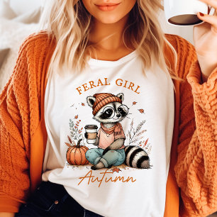 Verwaarloosd Meisje Herfst Vintage Wasbeer T-shirt