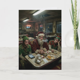 Verwaarloosde Kerstman Elfen Diner Donkere Humor Kaart