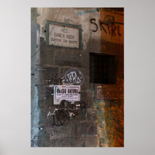 Verwaarloosde oude muur poster